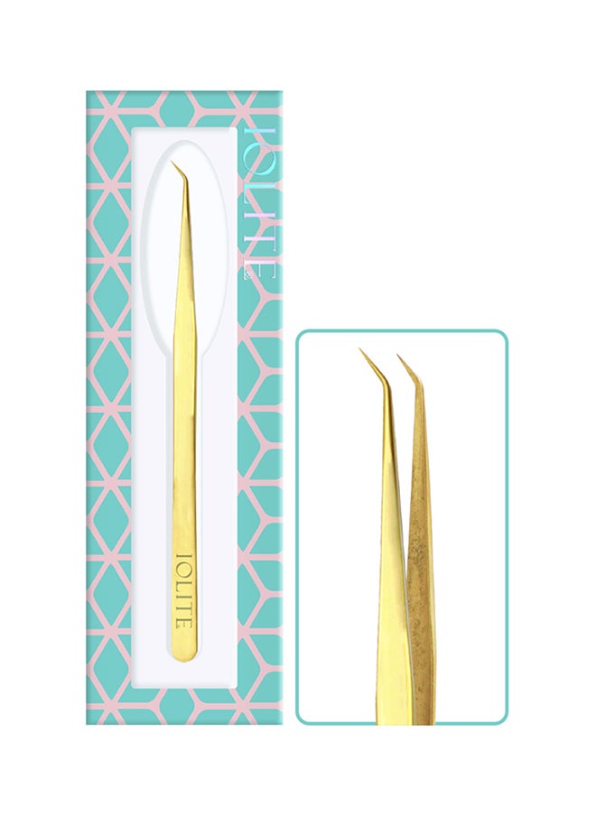 IOLITE - Precision Tweezers For 2D 6D Volume And Individual False Lashes Extensions With Pu Storage Case Golden Isolation - Image 1