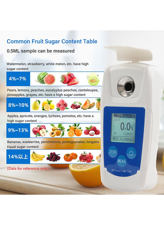 Generic - High Precision 0-55% Digital Brix Refractometer Brix Meter Automatic Temperature Compensation Refractive Index Sugar Content Tester for Fruit Juice Beverage Drinking Water - Image 1
