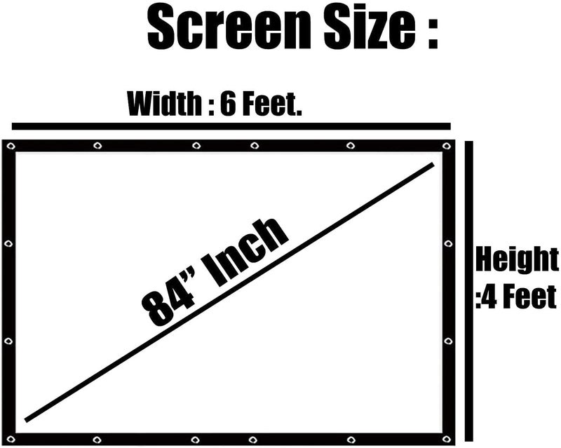 SAVSOL 2023 Upgraded Projector Screen, Eyelet Screen (6 ft. (W) x 4 ft. (H) - 84" Inch) Diagonal Anti-Crease Projection Screen for Home Theater 4:03 Aspect Ratio - Image 2