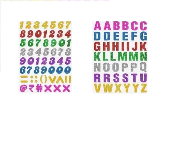 EcletSparkle Numbers and Alphabet Designed Glitter Stickers Used for Making Scrap Book and Projects - Image 5
