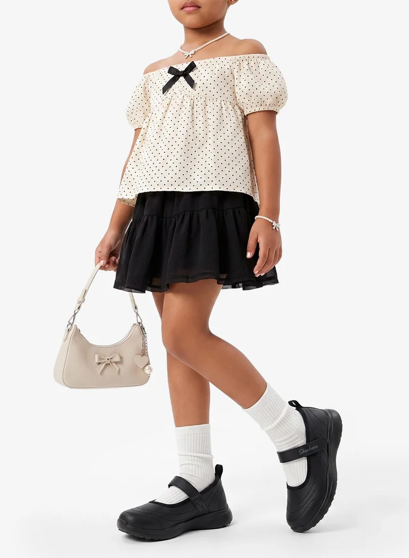 Skechers BLACK PU/BLACK TRIM Kids Microstrides for Women | Best Price UAE