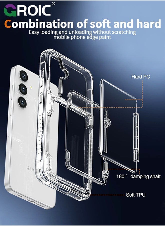 GROIC - Samsung Galaxy S24 Plus Clear Phone Case Compatible with MagSafe, Crystal Clear Slim Fit Thin Transparent Rugged Bumper Phone Cover Built-in Magnetic Ring Heavy Duty Shockproof - Image 1