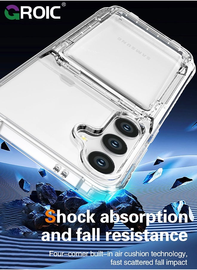 GROIC - Samsung Galaxy S24 Plus Clear Phone Case Compatible with MagSafe, Crystal Clear Slim Fit Thin Transparent Rugged Bumper Phone Cover Built-in Magnetic Ring Heavy Duty Shockproof - Image 1