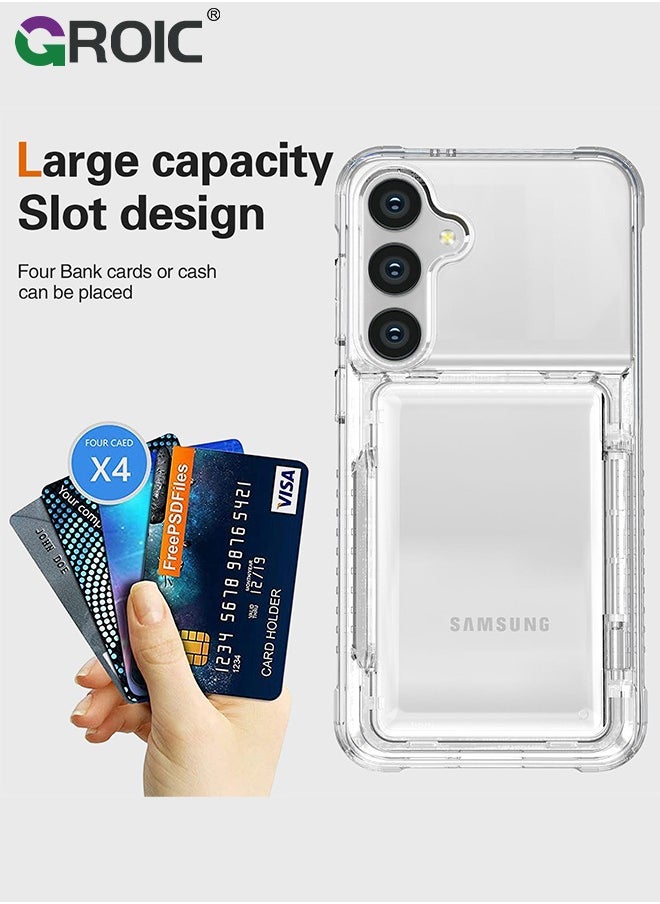 GROIC - Samsung Galaxy S24 Plus Clear Phone Case Compatible with MagSafe, Crystal Clear Slim Fit Thin Transparent Rugged Bumper Phone Cover Built-in Magnetic Ring Heavy Duty Shockproof - Image 1
