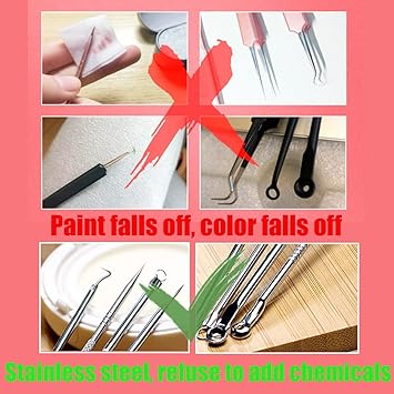 Lanjue 6 Pieces Blackhead Remover Tool Kit Stainless Steel Comedone Extractor Tweezers Acne Needle Blemish Whitehead Removal Pimple Zit Spot Popper Patches for Nose Face Skin - Image 4