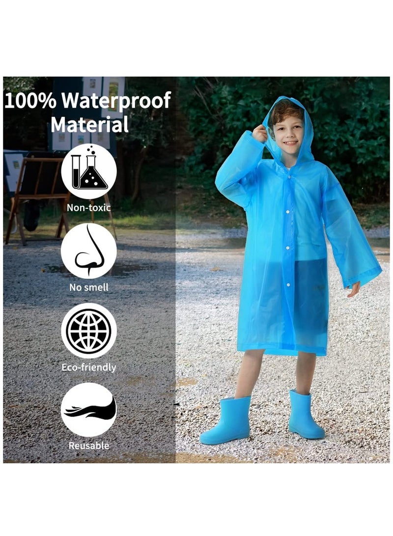 SYOSI Kids Waterproof Rain Coat, EVA Portable Rain Poncho, for Girls Boys Toddler Rainwear Rain Jacket Cape, Reusable Children Raincoat for Outdoor Climbing Cycling Hiking Camping  - Image 3