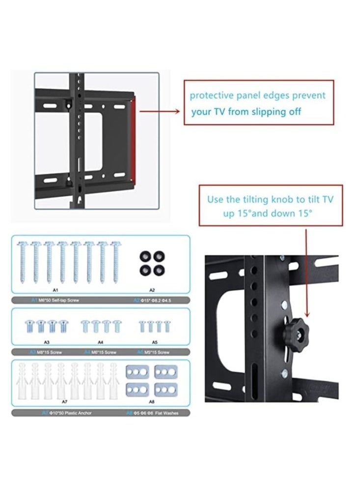 23" - 65" Fixed TV Wall Mount Bracket, Universal Tilt TV Heavy Duty Wall Mount Adjustable TV Stand for LED LCD OLED Plasma TV with Super Strong 50kg Weight - Image 4