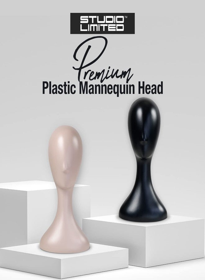 STUDIO LIMITED 16 Inch Studio Limited Professional Plastic Mannequin Head Durable Women Model Wig Head Stand Torso Styling Making Display Holder with Jack for Wigs, Hat, Mask, Headdress, Necklace (Black, 2 Pack) - Image 2