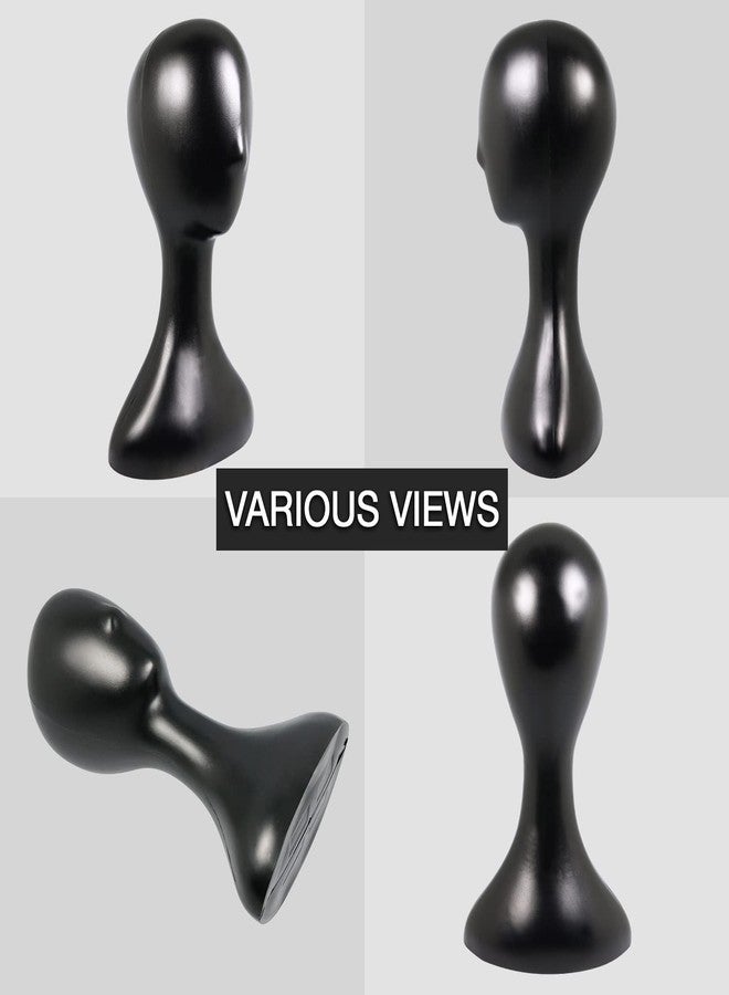 STUDIO LIMITED 16 Inch Studio Limited Professional Plastic Mannequin Head Durable Women Model Wig Head Stand Torso Styling Making Display Holder with Jack for Wigs, Hat, Mask, Headdress, Necklace (Black, 2 Pack) - Image 4