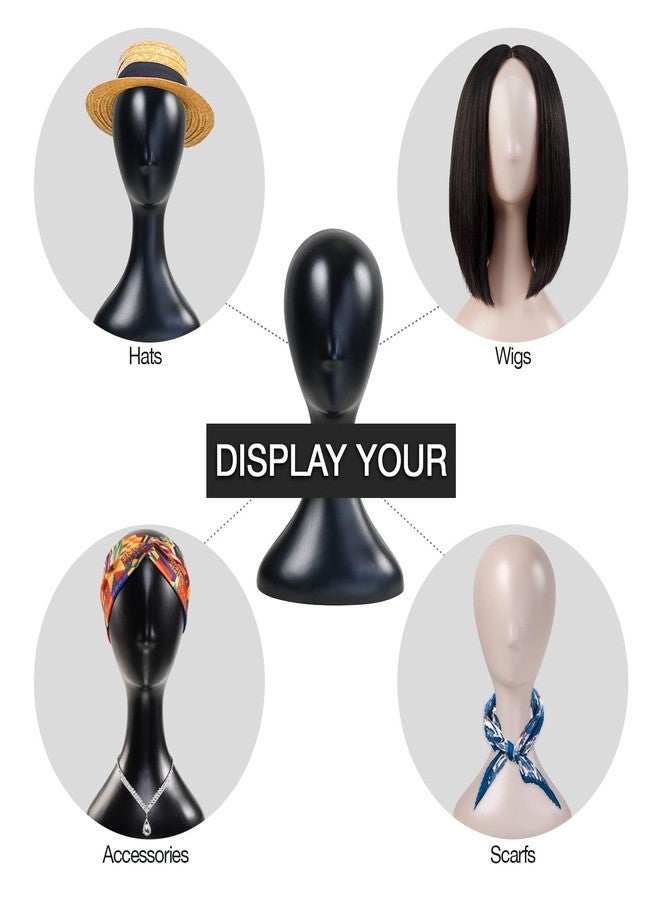 STUDIO LIMITED 16 Inch Studio Limited Professional Plastic Mannequin Head Durable Women Model Wig Head Stand Torso Styling Making Display Holder with Jack for Wigs, Hat, Mask, Headdress, Necklace (Black, 2 Pack) - Image 5