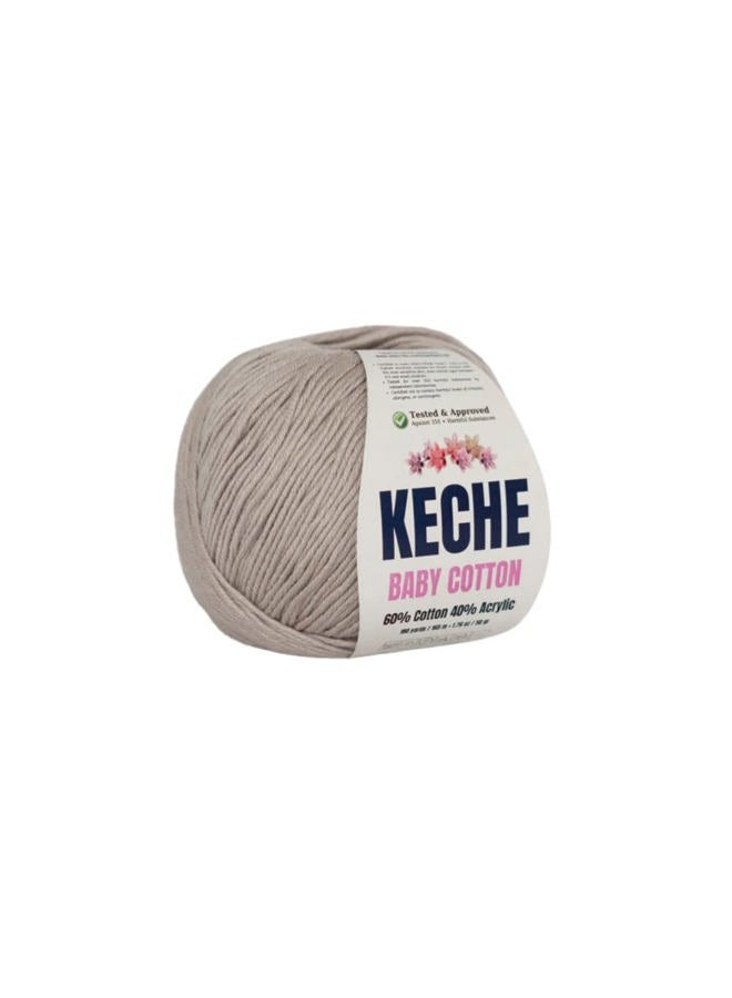 Keche Cotton Yarn, 60% Cotton 40% Acrylic Yarn, Soft Cotton Yarn for Crochet and Knitting, Amigurumi Yarn 1 Skein/Ball 1.76 Oz (50g) / 180 Yrds (165m) - Sand - Image 1