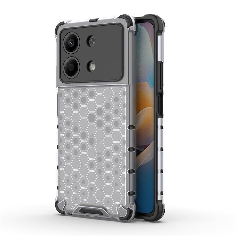 BURAQ Case Cover For Redmi Note 13R Pro Shockproof Honeycomb Phone Case(White) - Image 1