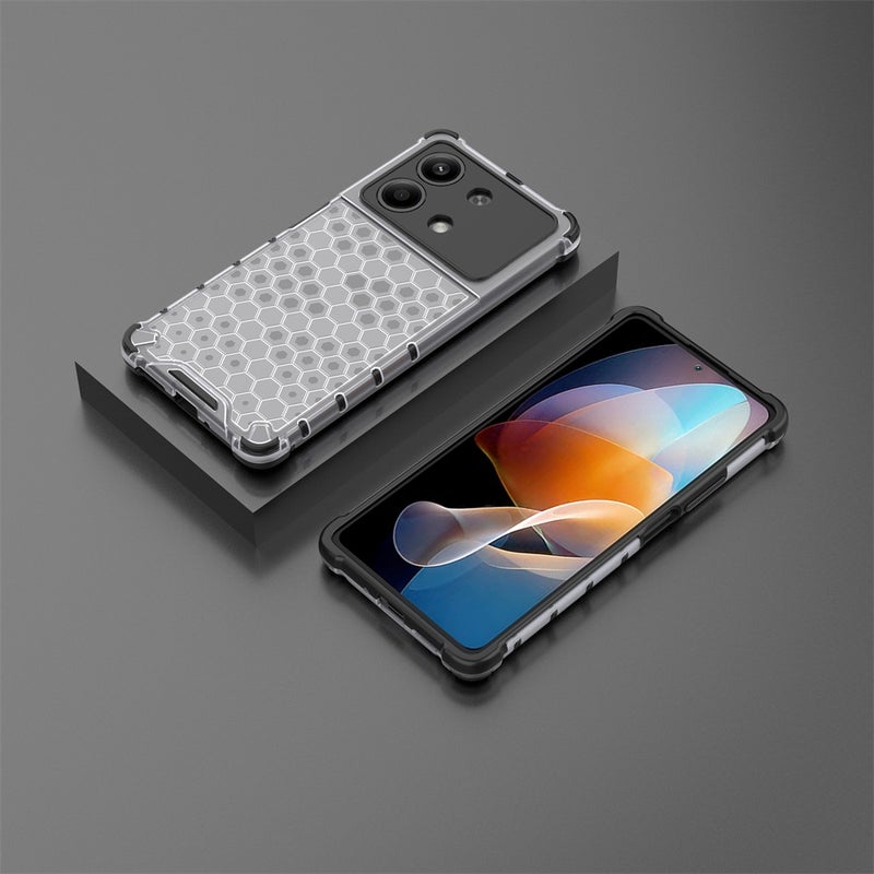 BURAQ Case Cover For Redmi Note 13R Pro Shockproof Honeycomb Phone Case(White) - Image 3