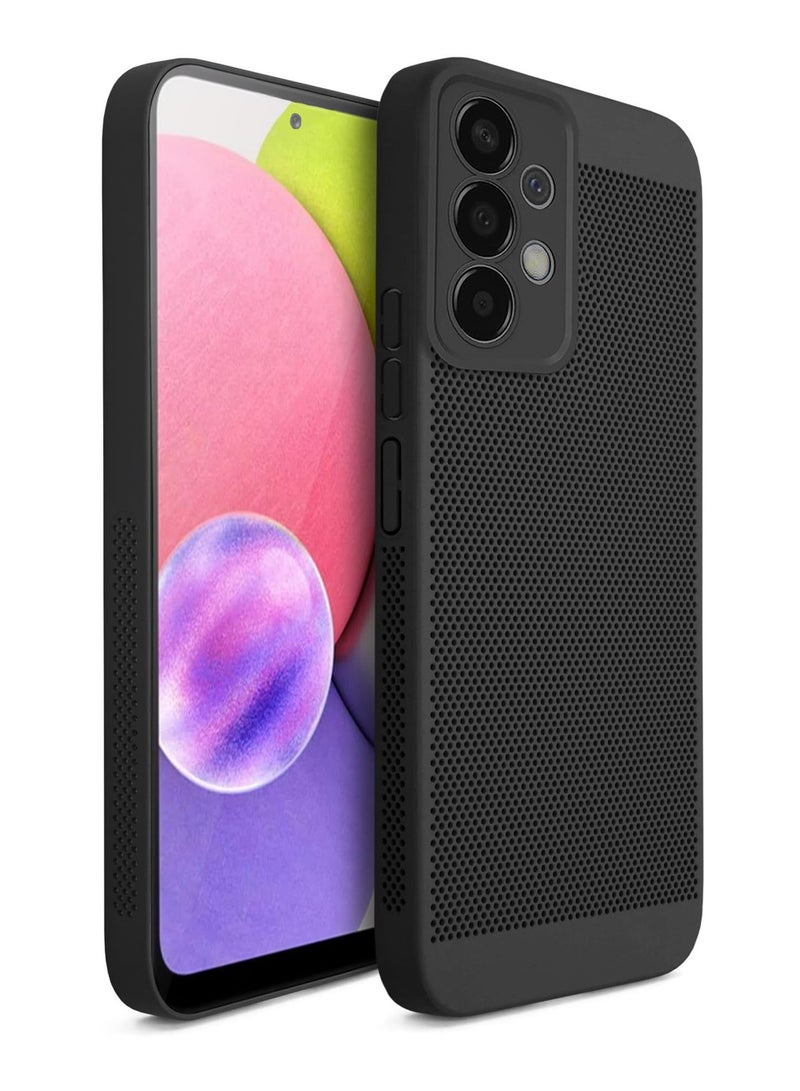 Heat Dissipation Case with Built in Camera Lens Protector Slim Fit Breathable Cooling Anti Fingerprint Hard PC Back Shockproof Cover For Samsung Galaxy A53 (Black) 