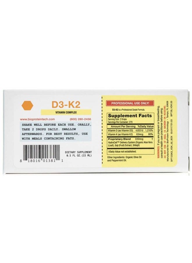 BioProteinTechnology D3-K2 by BioProtein Technology - Liquid Sublingual Vitamin D3 / K2 ) 0.5 oz