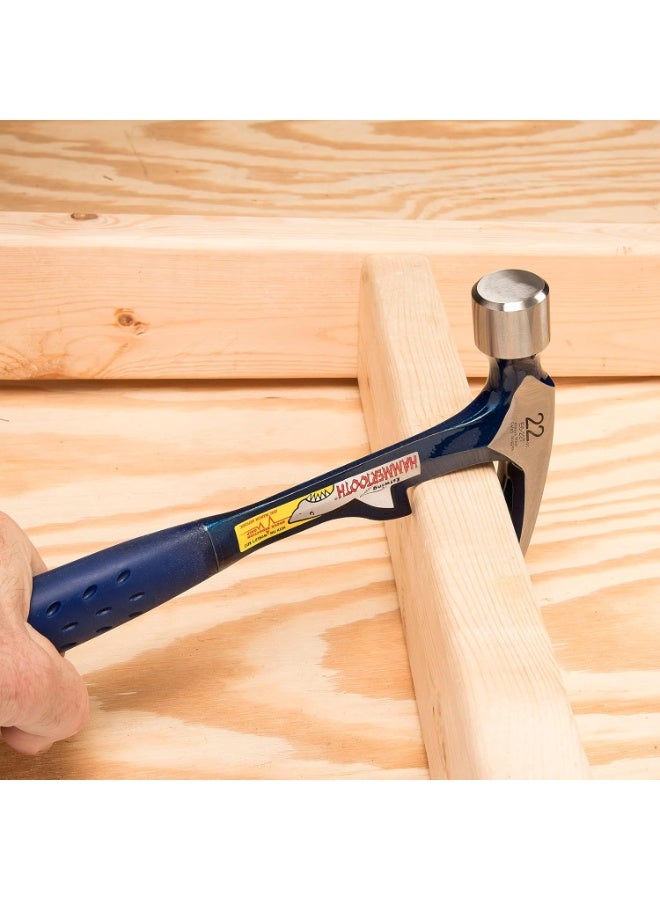 Estwing Hammertooth Hammer - 22 oz Straight Rip Claw with Smooth Face & Shock Reduction Grip - E6-22T, Blue - Image 3