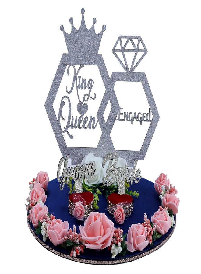 THE BRIDE MADE Wood Engagement Ring Platter 2 Ring Box Name King Queen Decorative Trays Wedding Ceremony Thali Gift Bride Groom Silver - Image 1