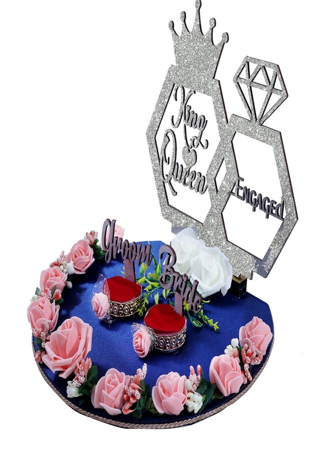 THE BRIDE MADE Wood Engagement Ring Platter 2 Ring Box Name King Queen Decorative Trays Wedding Ceremony Thali Gift Bride Groom Silver - Image 3