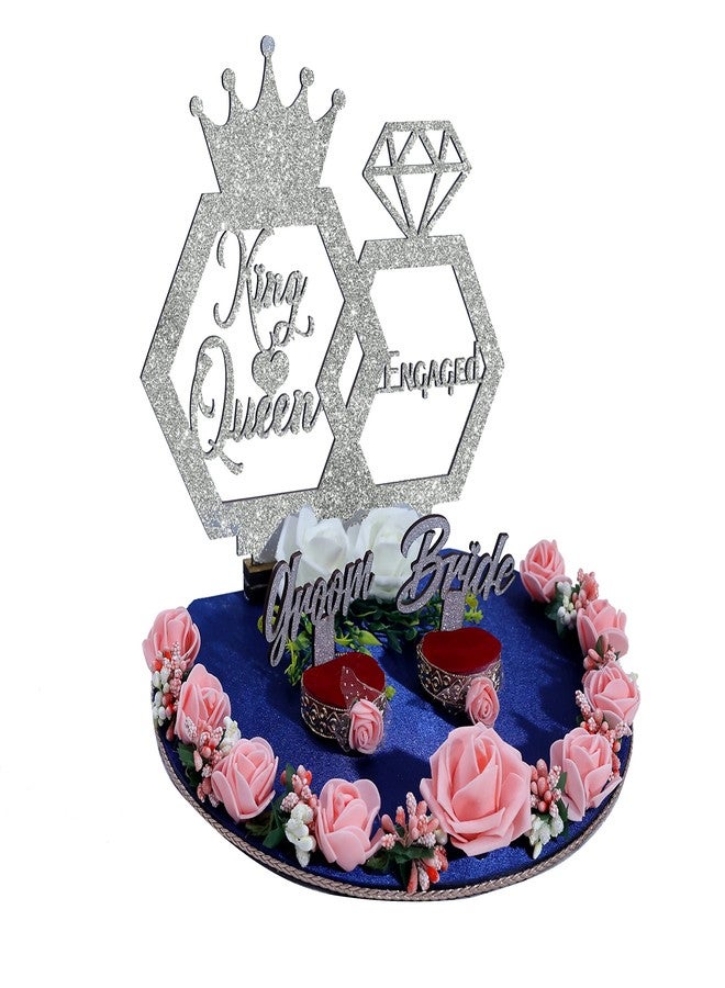 THE BRIDE MADE Wood Engagement Ring Platter 2 Ring Box Name King Queen Decorative Trays Wedding Ceremony Thali Gift Bride Groom Silver - Image 2