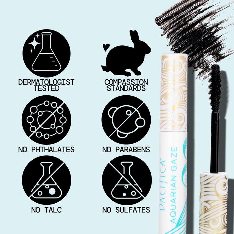 Pacifica Aquarian Gaze Mascara â€“ Abyss (Black) Water-Resistant Long Lash Mascara, Lengthening & Smudge-Proof, Vegan & Cruelty-Free - Image 2