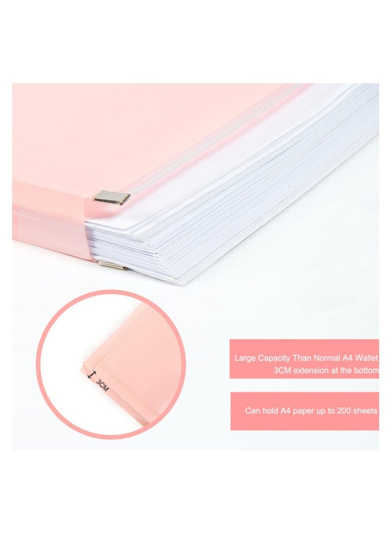 واي آند دي Expanding A4 Zip Wallets Assorted Large Capacity File Organizer, Document Bag, Paperwork Pouch Zipper Folder, Letter Envelope Pocket Storage for Office School Home Travel (5PCS) - Image 2
