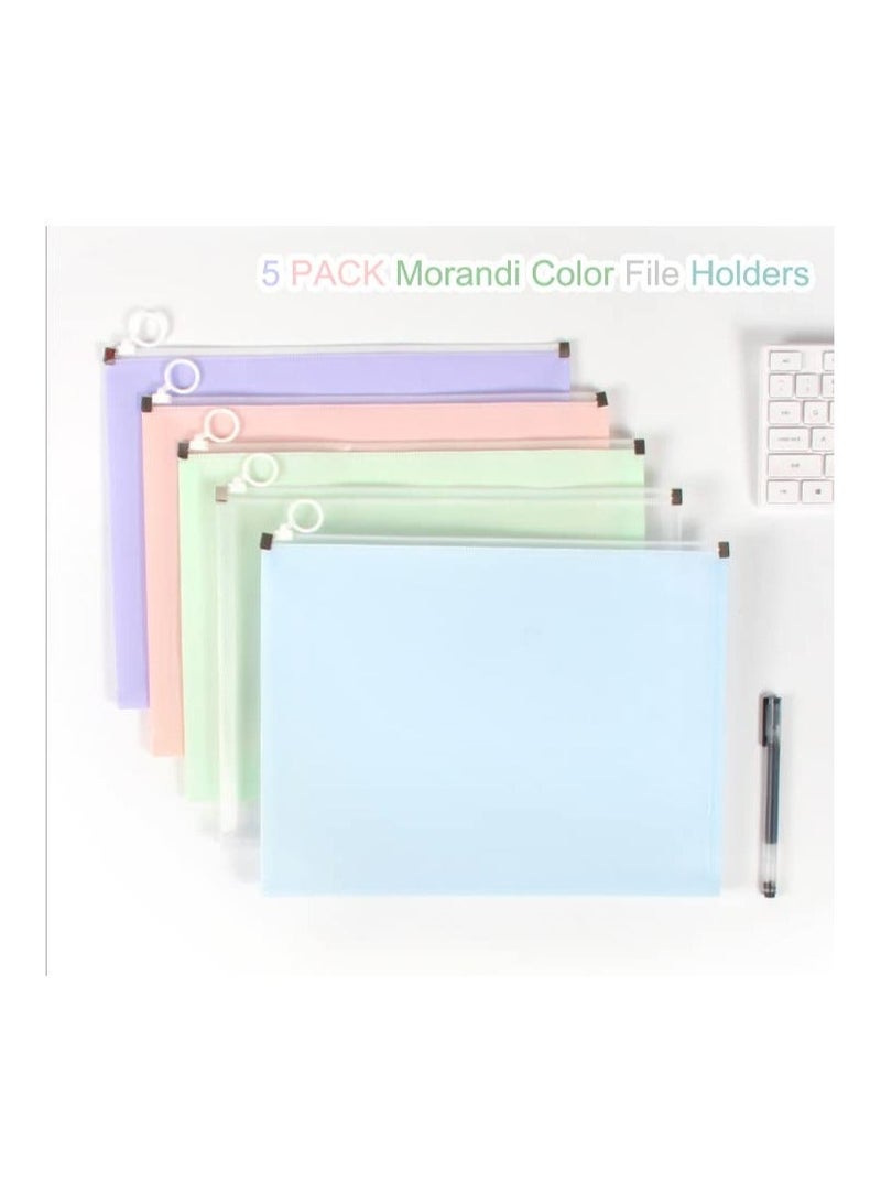 واي آند دي Expanding A4 Zip Wallets Assorted Large Capacity File Organizer, Document Bag, Paperwork Pouch Zipper Folder, Letter Envelope Pocket Storage for Office School Home Travel (5PCS) - Image 3