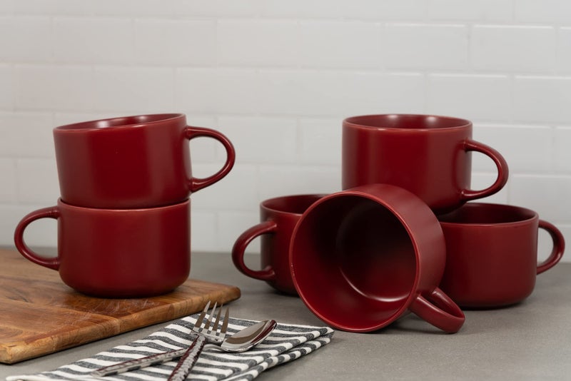 10 Strawberry Street Wazee Matte 4.75"/22 oz Oversized Mug, Set of 6, Red - Image 3