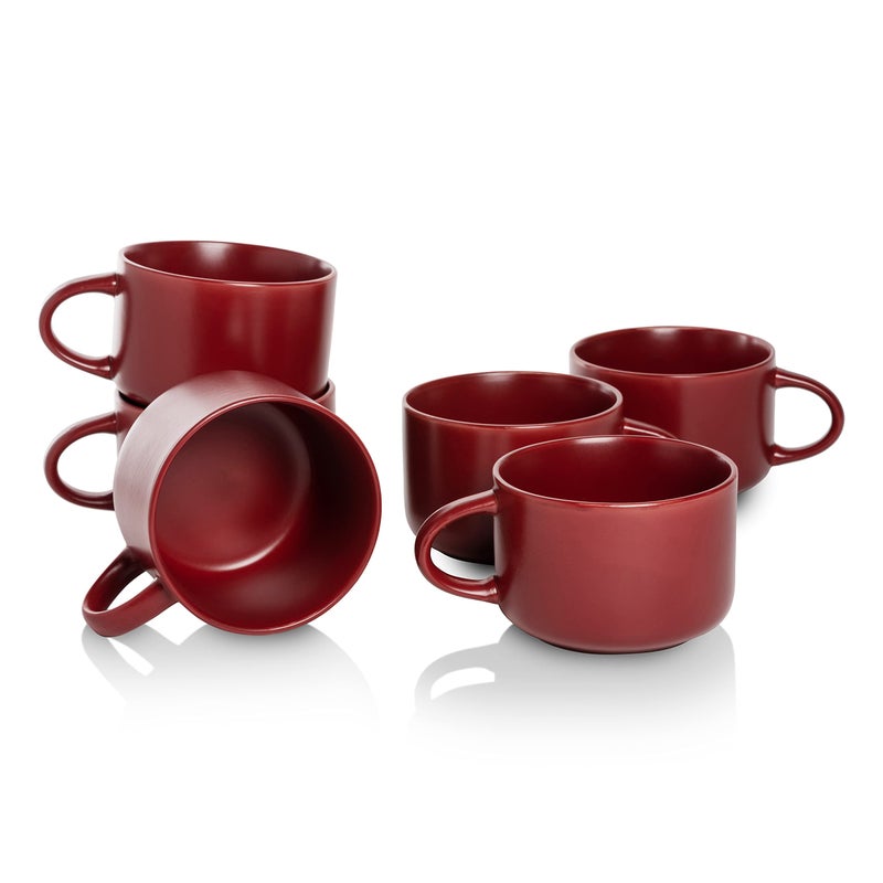 10 Strawberry Street Wazee Matte 4.75"/22 oz Oversized Mug, Set of 6, Red - Image 1