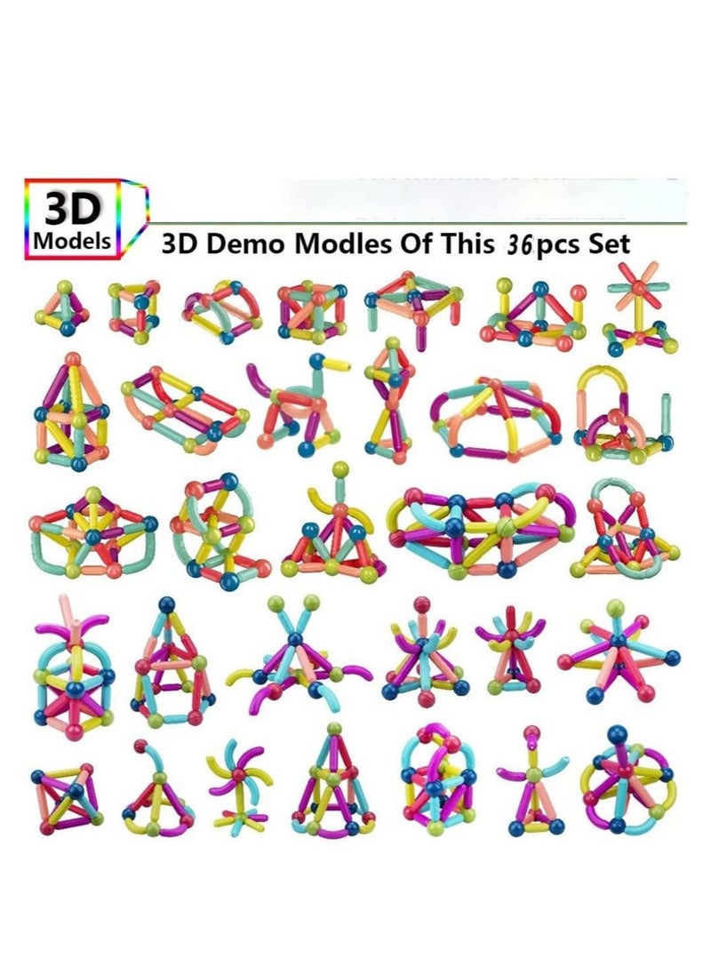 36 Pieces Magnetic Building Sticks Blocks Toy  - Image 2