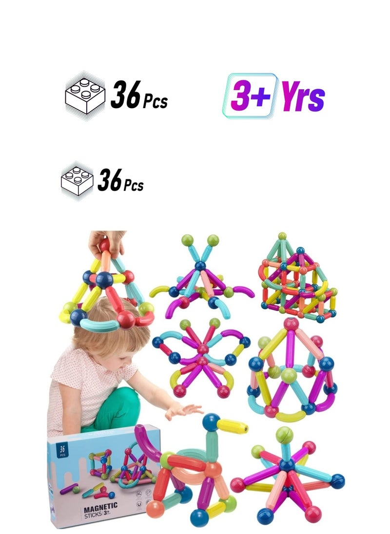 36 Pieces Magnetic Building Sticks Blocks Toy  - Image 1