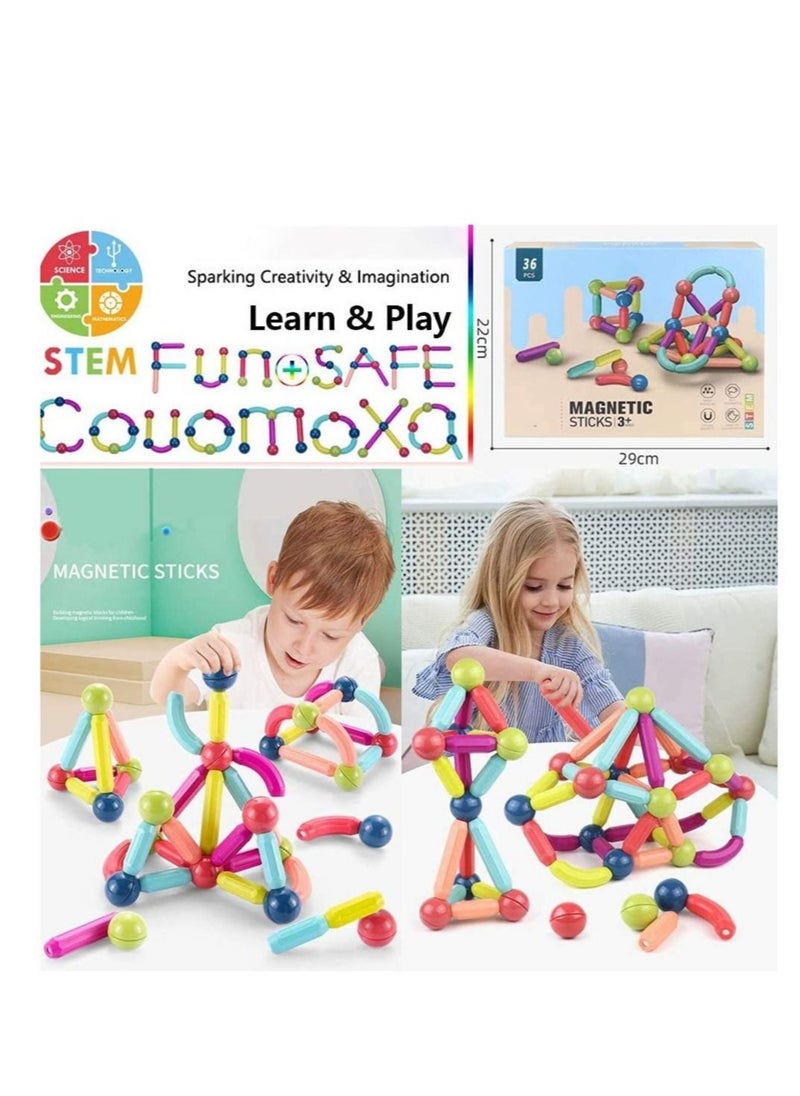 36 Pieces Magnetic Building Sticks Blocks Toy  - Image 3
