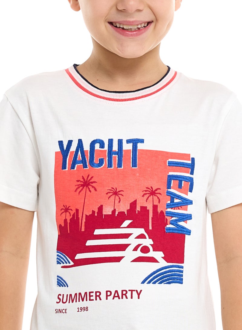 Victor and Jane Junior Boys' 2 Piece Sets with Matching Tshirt And Slogan Print Shorts and Elasticated Waist - Image 3