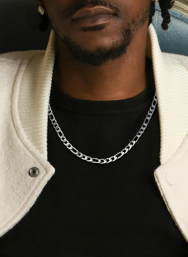 Monily Mens Chain 4MM 18 Inches Stainless Steel Figaro Necklace for Women Mens - Image 3