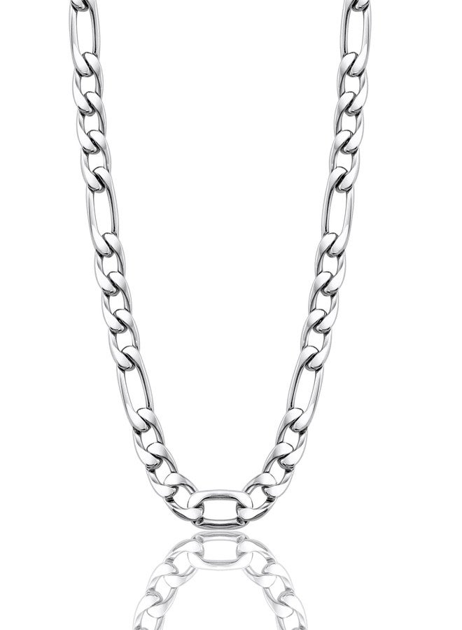 Monily Mens Chain 4MM 18 Inches Stainless Steel Figaro Necklace for Women Mens - Image 1