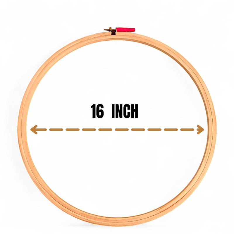 ADW CRAFT'S 16,18 INCHS Embroidery Wooden Hoop(3 PLY, Pack of 2),Wooden Hoop Ring for Embroidery Kit,Wooden Embroidery Hoop Ring Frame,Wooden Frames for Craft Hoop Frame,Mini Wooden Hoop,Embroidery Frame Wooden  - Image 2