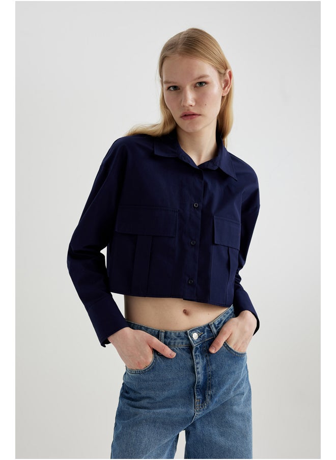 DeFacto - Woman Cropped Fit Woven Long Sleeve Shirt - Image 1
