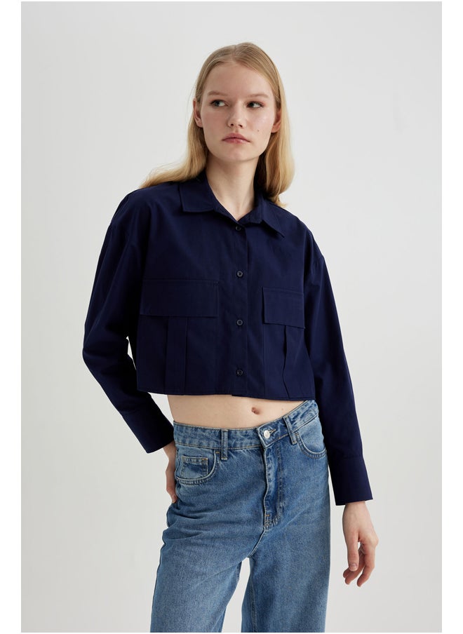 DeFacto - Woman Cropped Fit Woven Long Sleeve Shirt - Image 1