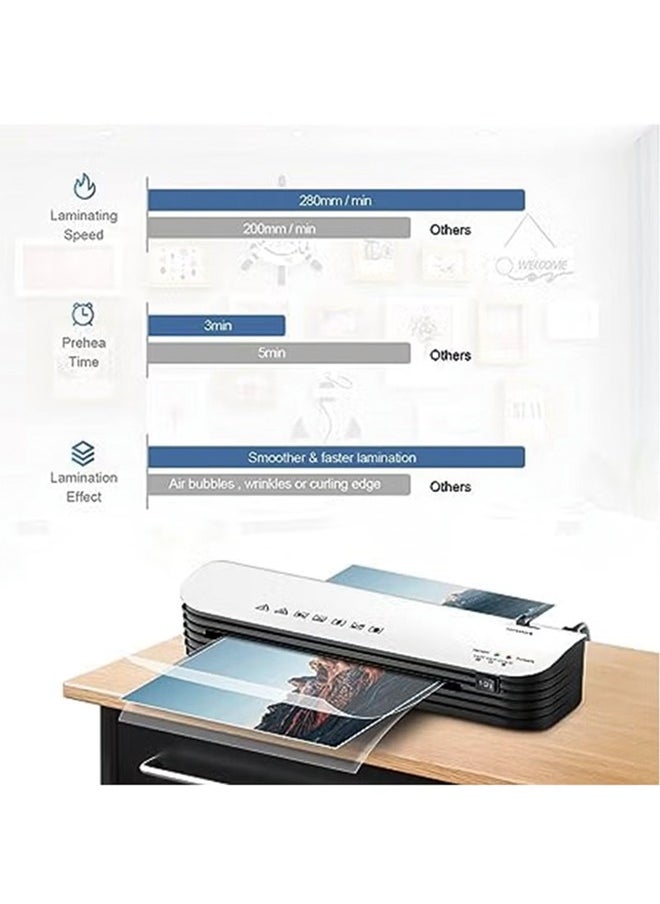 OSMILE - OSMILE SL299 Hot And Cold Laminating Machine, A4A5A6 Laminator Machine Set, 4 in 1 Thermal Laminator for Home Office School Use, 9 inches Max Width,Paper Trimmer,Corner Rounder (15 Laminating Pouches) - Image 1