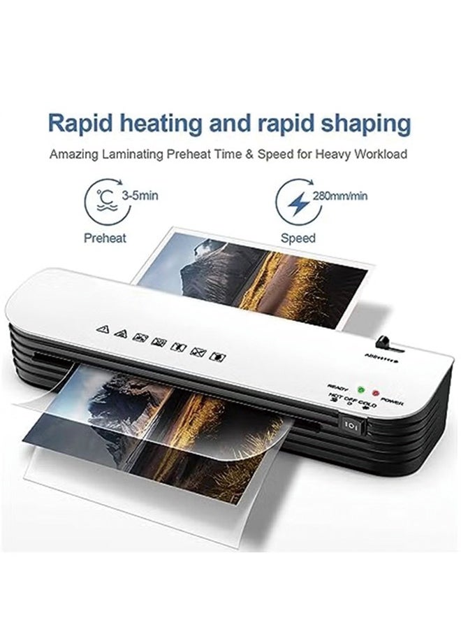 OSMILE - OSMILE SL299 Hot And Cold Laminating Machine, A4A5A6 Laminator Machine Set, 4 in 1 Thermal Laminator for Home Office School Use, 9 inches Max Width,Paper Trimmer,Corner Rounder (15 Laminating Pouches) - Image 1
