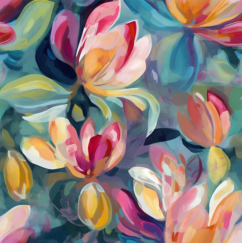 REDAMANCY Colorful Blur/Green Magnolia Floral Pink/Red Flower Abstract Art Peel and Stick Wallpaper Stick on Contact Paper Vintage Wall Paper Easy Peel Off for nightstand Drawer Cabinet Renter - Image 1