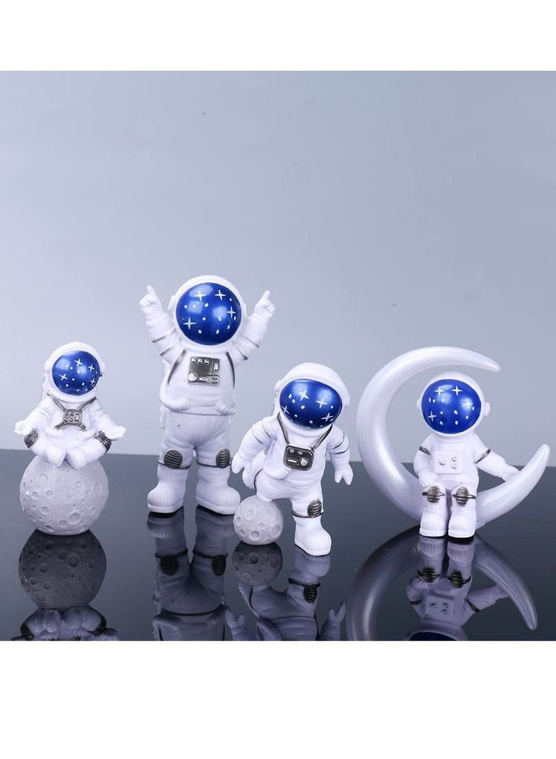 Astronaut Figurines Cake Topper Outer Space Birthday Cake Decoration Spaceman Model Display Miniature Astronaut Toys Set, Planet Rocket Pearl Balls and Star DIY Cake Toppers for Kids Party (4Pcs) - Image 1