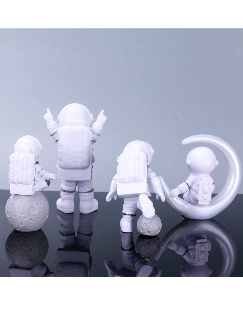 Astronaut Figurines Cake Topper Outer Space Birthday Cake Decoration Spaceman Model Display Miniature Astronaut Toys Set, Planet Rocket Pearl Balls and Star DIY Cake Toppers for Kids Party (4Pcs) - Image 3