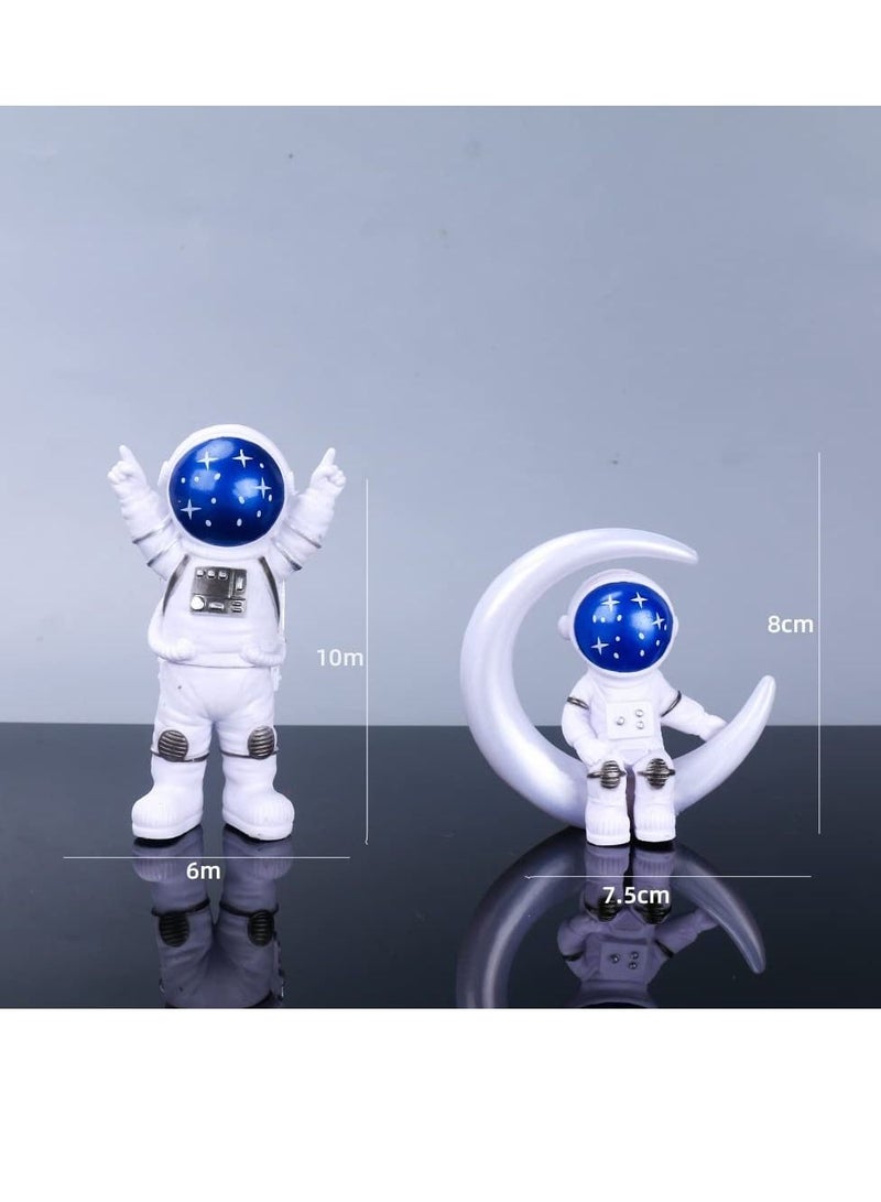 Astronaut Figurines Cake Topper Outer Space Birthday Cake Decoration Spaceman Model Display Miniature Astronaut Toys Set, Planet Rocket Pearl Balls and Star DIY Cake Toppers for Kids Party (4Pcs) - Image 2