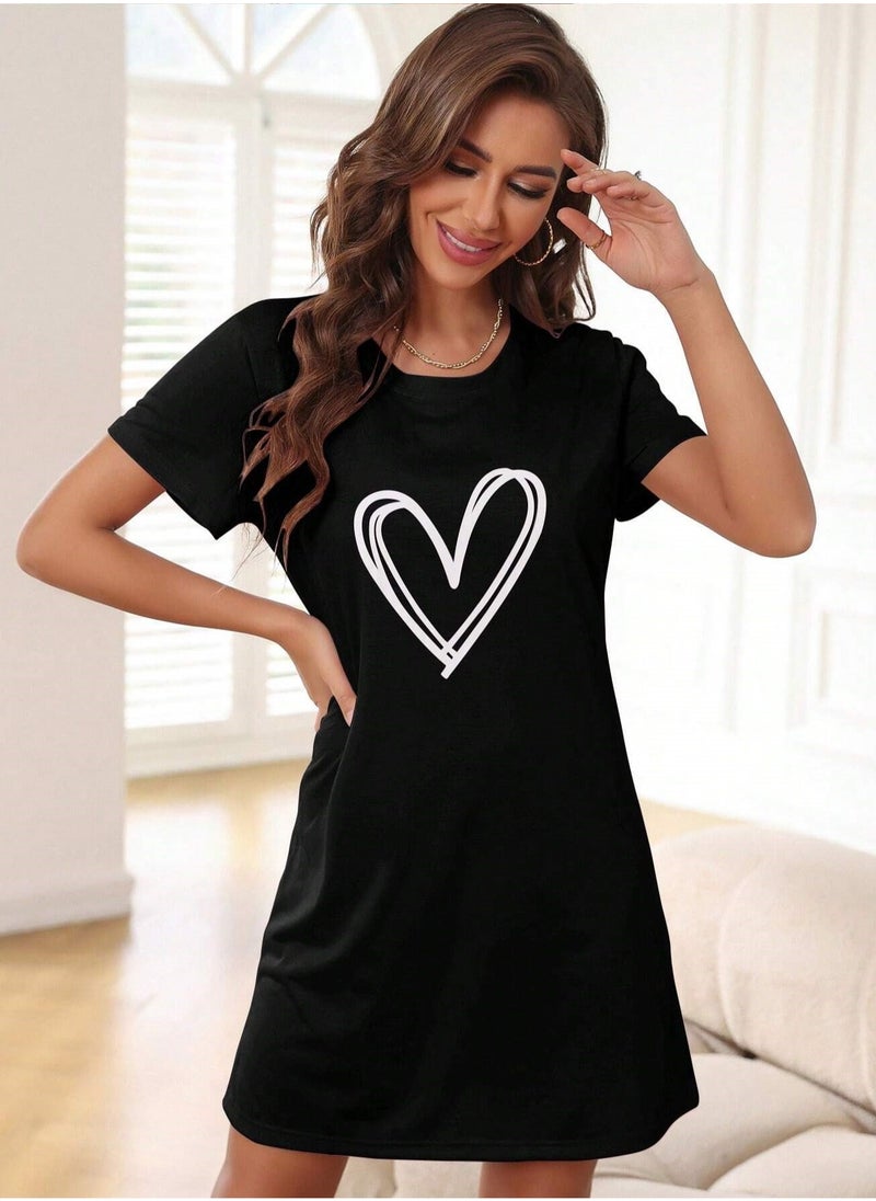 Mesery - Mesery Sleepshirt Cotton Short Sleeves Printed - Image 1