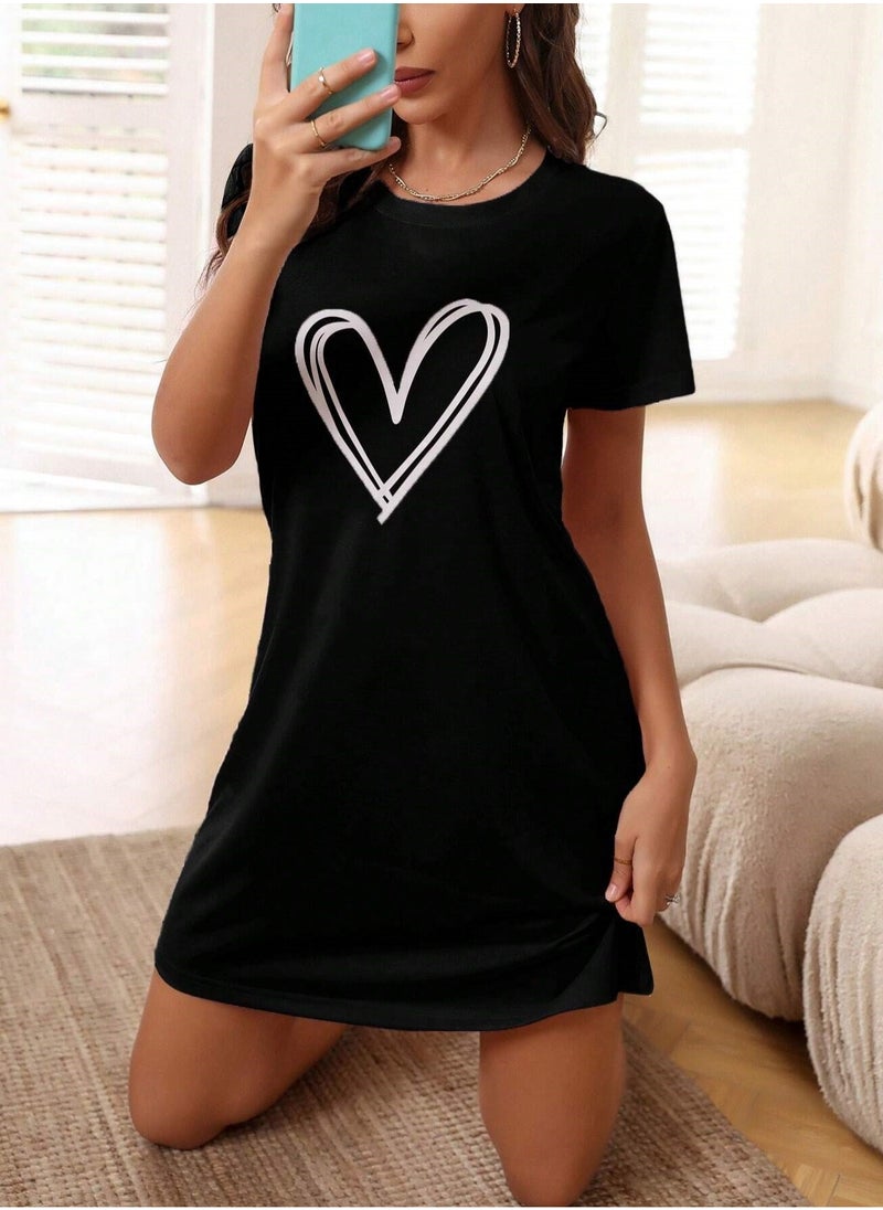 Mesery - Mesery Sleepshirt Cotton Short Sleeves Printed - Image 1