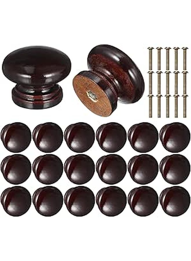 20pcs Wooden Mushroom Drawer Knobs Round Cabinet Handles with Screws for Furniture Dressers Kitchen - Image 1