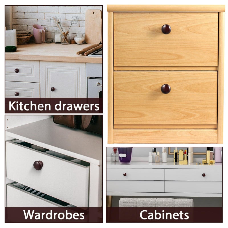 20pcs Wooden Mushroom Drawer Knobs Round Cabinet Handles with Screws for Furniture Dressers Kitchen - Image 4