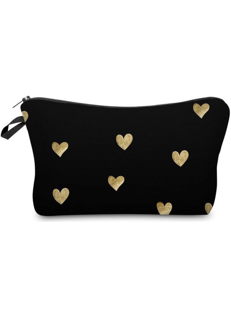 deanfun - Deanfun Makeup Case Small, Cosmetic Zipper Bag Waterproof for Purse Mini, Women Cute Traveling Accessories Pouch for Ladies Thanksgiving Christmas Gifts(Heart D2-51356) - Image 1