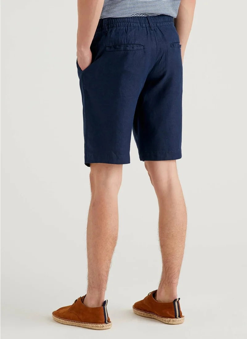 بينيتون Navy Blue Men's T-Shirt 123P4AGH59578