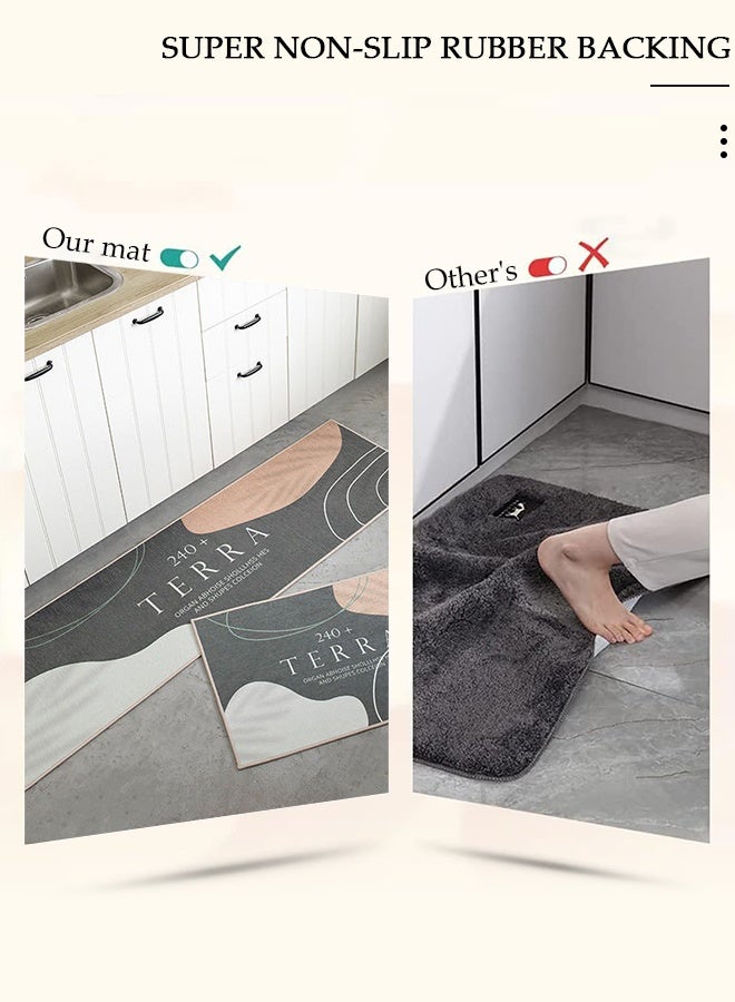 DUNISO قطعتان من سجاد ودواسات المطبخ غير القابلة للانزلاق، مجموعة سجادة مضادة للتعب في مدخل المطبخ، سجادة أرضية خلفية للمطبخ والحمام والمكتب 40*60 سم&amp;40*120 سم - Image 4